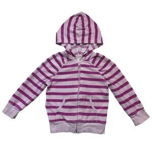 Old Navy little girl jacket size 3T purple for 33-36 lbs full zip hooded striped